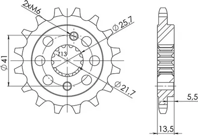 Immagine prodotto di Pignone Passo 525 - Z 15 Denti (Dis.20507)