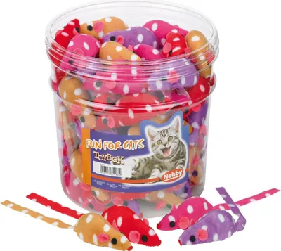 Produktbild von Spielzeug für Katzen "Toy Box Cat" Stoffmäuse 72 Stück