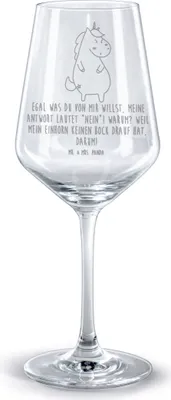 Produktbild von Mr. & Mrs. Panda Weinglas Einhorn Wut - Transparent - Geschenk, wein glas, Arbeit, Lustig, Rotwein, wütend, für, Nein, Rotweinglas mit Gravur, Unicorn, Kelch