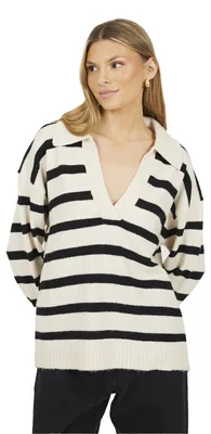 Produktbild von Brave Soul - Pullover für Damen, V-Ausschnitt WH126 (S) (Haferflocken)