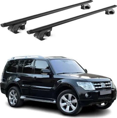 Image de Barres de toit ABE pour Mitsubishi Pajero V80 2006-2025 3-5 P Alu Noir 2 pièces