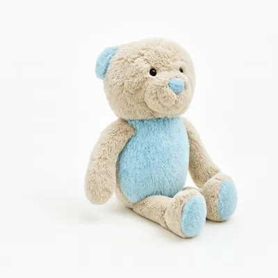Produktbild von Plüschtier Teddybär 23 cm Beige Blau – Weiches Kuscheltier aus Plüsch