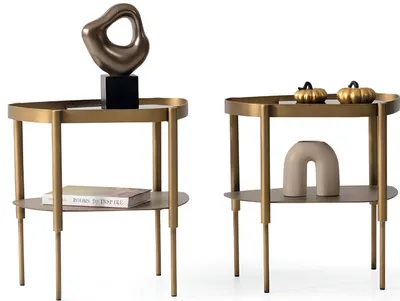 Immagine prodotto di Set di tavolini moderni con piano in marmo e struttura in metallo di design
