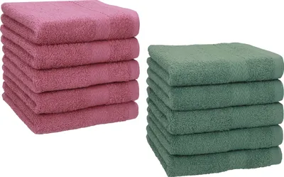 Produktbild von Betz 10 Stück Seiftücher 30x30 cm PREMIUM 100% Baumwolle  Farbe: beere und tannengrün