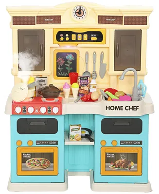 Image de Cuisine de jeu verte avec système d'eau, 85 accessoires | Couleur : Vert | Dimensions : 24 x 66 x 83 cm