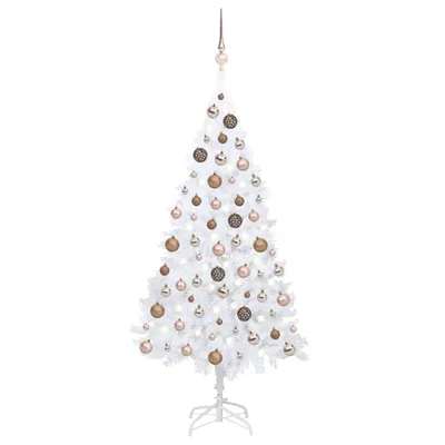 Imagen del producto de El Living Store: Árbol de Navidad artificial con luces y adornos, color blanco, 150 cm