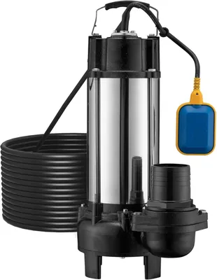 Imagen del producto de Bomba de aguas sucias con flotador, triturador, caudal de 31.200 l/h, potencia de 2200W, altura de elevación de 10 metros