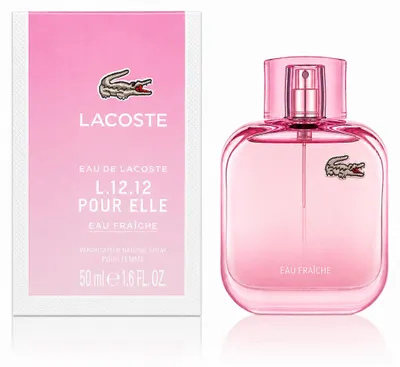 Produktbild von Lacoste L.12.12 Eau Fraiche Pour Elle, 50 ml, Nicht nachfüllbare Flasche, Rosa Pfefferkorn, Mandarine, Grapefruit, Jasmin, Magnolien, Wasser, Patschuli, Spray