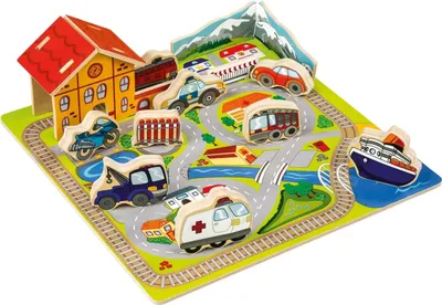 Produktbild von Playtive Junior Steck Puzzle Echtholz Spielzeug Stadt