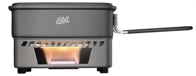 Produktbild von ESBIT Trockenbrennstoff-Kochset, (Topf ohne Antihaftbeschichtung), Topf, Aluminium, 1,1 l, Aluminium, Schwarz, Aluminium, Schwarz, 390 g