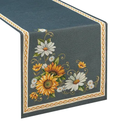 Productafbeelding van Tafelkleed, Gobelin, blauw, polyester, katoen, acryl, 40 cm x 100 cm