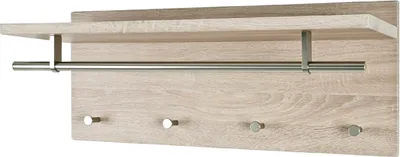 Produktbild von HAKU Möbel Wandgarderobe eiche hell-edelstahloptik - Maße: B 75 cm x H 30 cm x T 26 cm; 42017