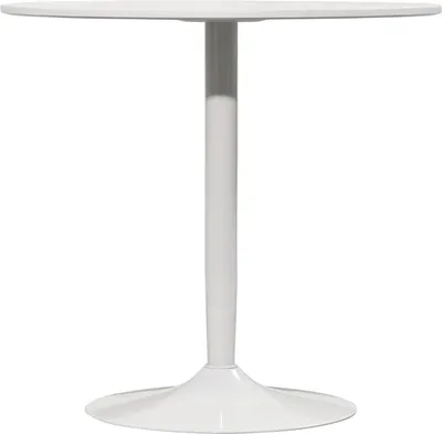 Produktbild von Esstisch, Runder Küchentisch, Moderner Esszimmertisch für 2 Personen, Bartisch Säulentisch mit Stahlbein, Rutschfester Fußauflage, Kaffeetisch für Wohnzimmer, Ø80 x 75 cm, Weiß |