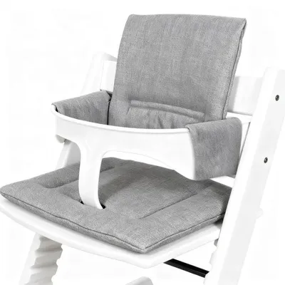 Produktbild von Kids Sitzkissen, Hochstuhlauflage Kissen Sitzbezug, 186G Grau Reine Baumwolle Wasserdicht Atmungsaktiv Sitzkissen, Einfache Befestigung am Kinderstuhl für Stokke Tripp Trapp Hochstuhl