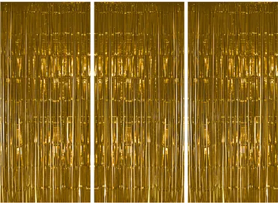 Produktbild von 3x Lametta Vorhang - gold - 91x244 cm