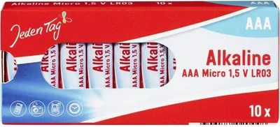 Produktbild von Jeden Tag - Alkaline Batterien - AAA Micro - 1,5V - LR03 - 10 Stück