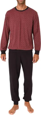 Produktbild von Normann Herren Schlafanzug langarm mit Bündchen Pyjama in zeitlos eleganter Optik ; rot , 58