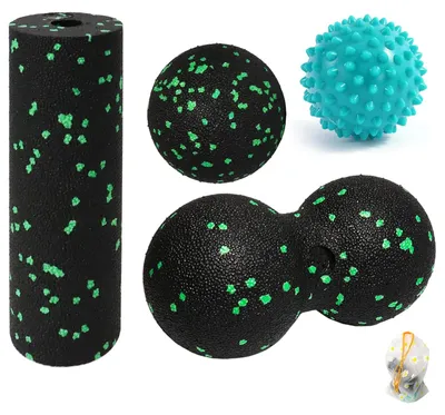 Produktbild von Faszienset Igelball Faszienrolle Duoball - 4 Stück - Mit Tragetasche