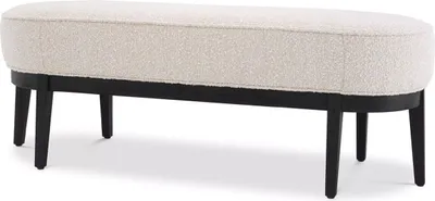 Produktbild von Casa Padrino Luxus Sitzbank Cremefarben / Schwarz 132 x 45 x H. 47 cm - Gepolsterte Wohnzimmer Bank - Wohnzimmer Möbel - Hotel Möbel - Luxus Kollektion