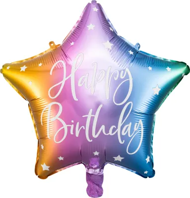 Image de Ballon de baudruche avec étoile Happy Birthday 40 cm coloré