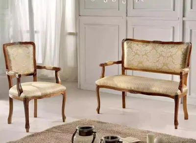Produktbild von Klassische Sitzgruppe Luxus Sitzgarnitur Textil Sitzbank Stühle Armlehnen