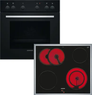 Produktbild von Siemens EB-Herdset HE010FBA0+EA64RGNA1E EQ110KA3B, Keramik, 4 Zone(n), Glaskeramik, Schwarz, Berührung, 58,3 cm