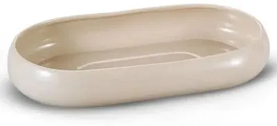 Image de Bricard plat à servir ovale en porcelaine taupe 35 x 18 x 6 cm