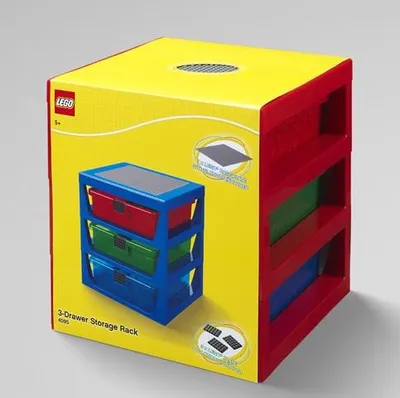Obrázok produktu pre LEGO 40950001 LEGO zásuvkový box 3-DRAWER STORAGE RACK, 3 zásuvky, červený