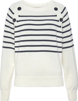 Produktbild von VIVANCE Streifenpullover weiß-marine Größe 44/46