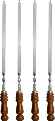 Produktbild von rukauf 4X Stabile Edelstahl Grillspiesse mit Holzgriff - 70cm lang / 1,5cm breit / 2mm Stark