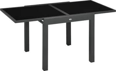 Obrázek produktu pro Zahradní stůl - Rozkládací venkovní stůl - Hliníkový rám - Deska z tvrzeného skla - 160 x 80 x 75 cm - Černý