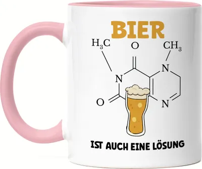 Produktbild von Bier Ist Auch Eine Lösung Tasse Rosa Schaum Bierkrug Halbe Bierchen Alkohol Feierabend Weizen Hefe Hopfen Alkoholiker