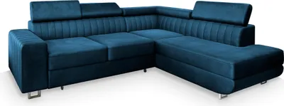 Produktbild von Masseno Ecksofa NOLA R-S mit Schlaffunktion L-Form, Sofa mit Bettkasten, Wohnzimmersofa, Couch, Soffa, Bettsofa, Couchgarnitur- Blau, MONOLITH 77