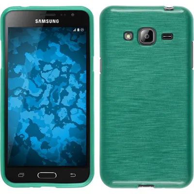 Produktbild von PhoneNatic Case kompatibel mit Samsung Galaxy J3 - grün Silikon Hülle brushed + 2 Schutzfolien