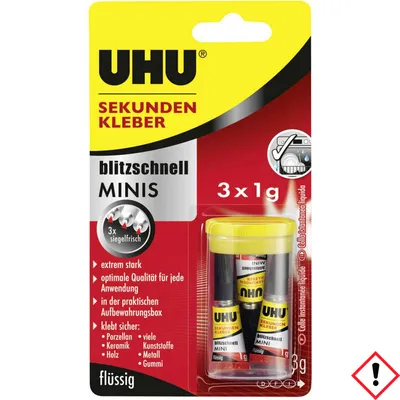 Produktbild von UHU Sekundenkleber blitzschnell MINIS 45415 1g 3 St./Pack.