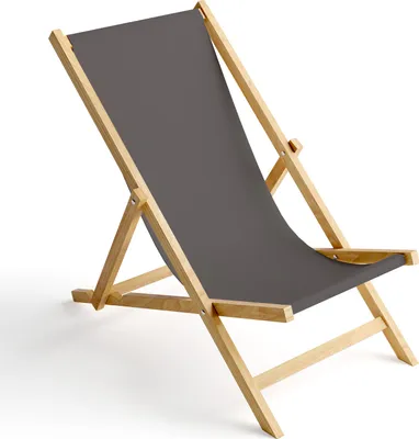 Holz Liegestuhl Klappbar Klappliegestuhl Sonnenliege Strandstuhl Wechselbezug Motiv Grau [119]