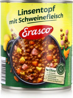 Image de Erasco Potée de lentilles au porc savoureuse 800g