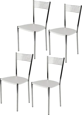 Immagine prodotto di t m c s Tommychairs - Set di 4 sedie moderne ELEGANCE per cucina e sala da pranzo, struttura robusta in acciaio cromato, seduta in legno nel colore bianco