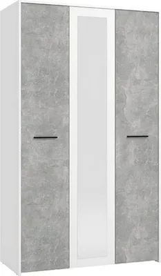 Produktbild von Dmora Kleiderschrank 3 Türen Lavagno 119x53 cm Weiß, Kleiderständer 5 Regale
