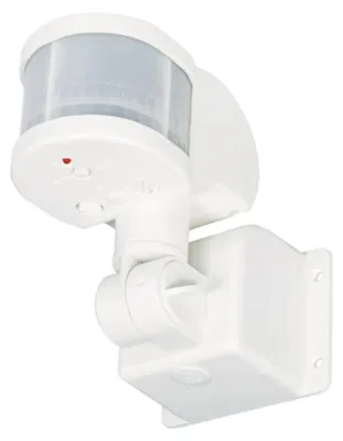 Produktbild von Elektrobock LX48A weißer IP44 Bewegungsmelder für Außenbeleuchtung mit flacher Wandmontage