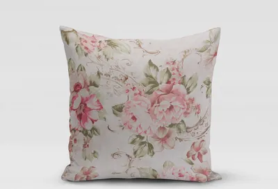 Produktbild von SCHÖNER LEBEN. Kissenhülle Pfingstrosen Blüten Ornamente creme rosa Größe 80x80cm (HxB) 80x80cm (HxB) Größe