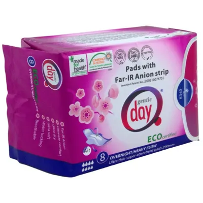 Produktbild von DAMENBINDEN MIT ANIONENSTREIFEN FÜR DIE NACHT, 8 Stück – GENTLE DAY