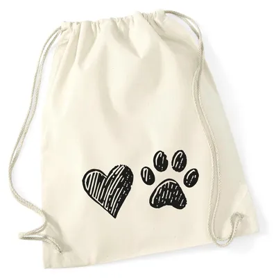 Produktbild von Huuraa Turnbeutel Herz Tapse 12 Liter Natural Baumwolle Rucksack Geschenkidee