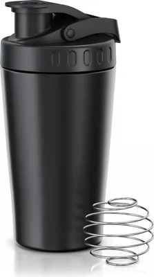 Immagine prodotto di Arendo protein shaker in acciaio inox, protein shaker 500 ml, richiudibile, lavabile in lavastoviglie, in acciaio inox, tazza di miscelazione, maniglia per il trasporto, senza BPA, per viaggi, yoga, fitness, sport