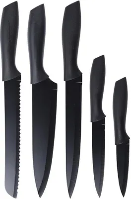 Produktbild von Komplettes Set mit 5 schwarzen Küchenmessern - perfekter Griff