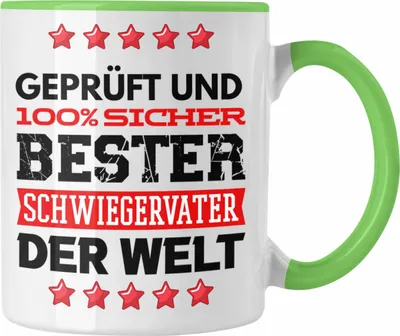 Produktbild von Trendation - Schwiegervater Tasse Geschenk Geburtstag Spruch Bester Schwiegerpapa Der Welt Vatertag Lustige Geschenkidee (Grün)