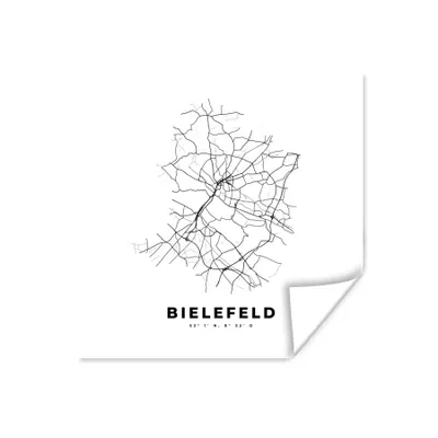 Produktbild von MuchoWow® Poster Schwarz und weiß - Deutschland - Karte - Stadtplan - Bielefeld 50x50 cm - Wohnzimmerdekoration
