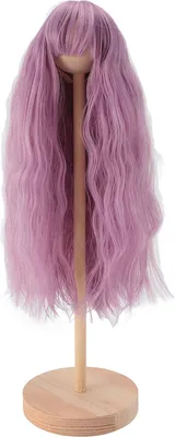 Produktbild von 1/4 Puppe Perücke für 7 bis 8 Zoll DIY Hochtemperatur-Seiden-Perücke mit Kugelgelenk, langes lockiges Haar mit Pony, Lila