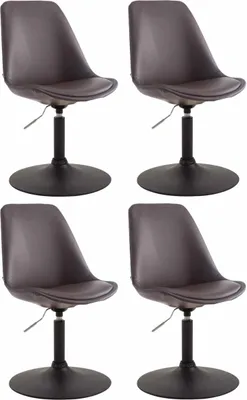 Produktbild von CLP 4er Set Esszimmerstühle Maverick Kunstleder drehbar und stufenlos verstellbar braun Gestell Farbe schwarz