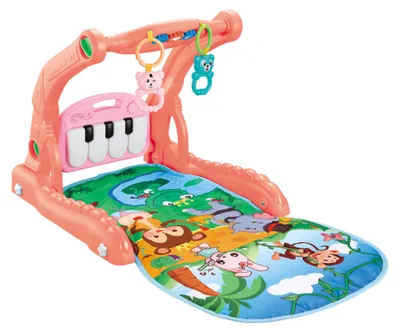 Immagine prodotto di Buxibo 2in1 Baby Gym/Baby Walker - Tappeto per pianoforte per bambini - Tappeto musicale con cricchetto e specchio - Rosa